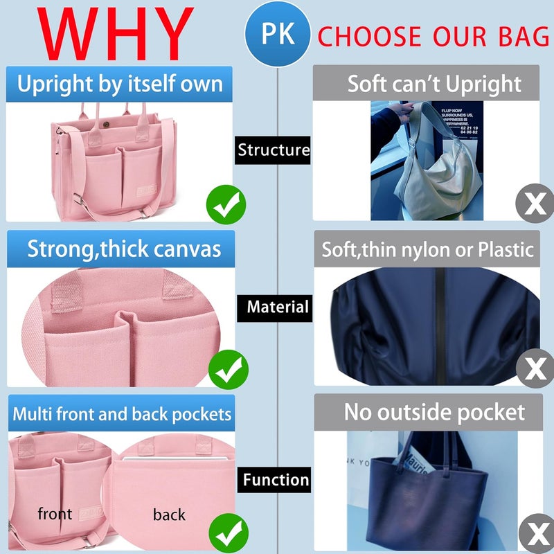 ZHMO Canvas Tote Bag for Women,Women's Bags Crossbody Bags Work Laptop Tote Bag Large Handbags Purse for Travel Nurse Teacher - Image 5